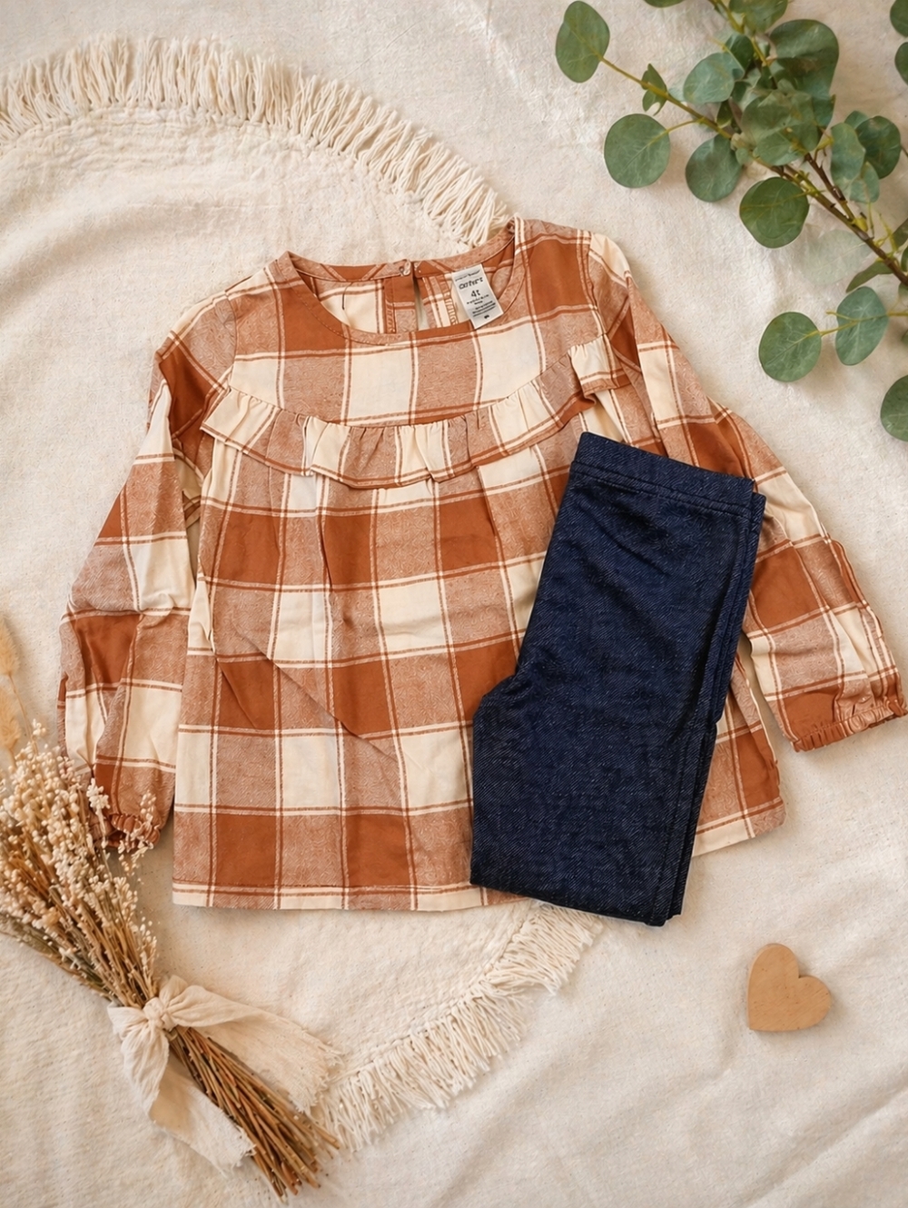 #4013 Carter’s 2-Piece Plaid Top & Legging Set 4T